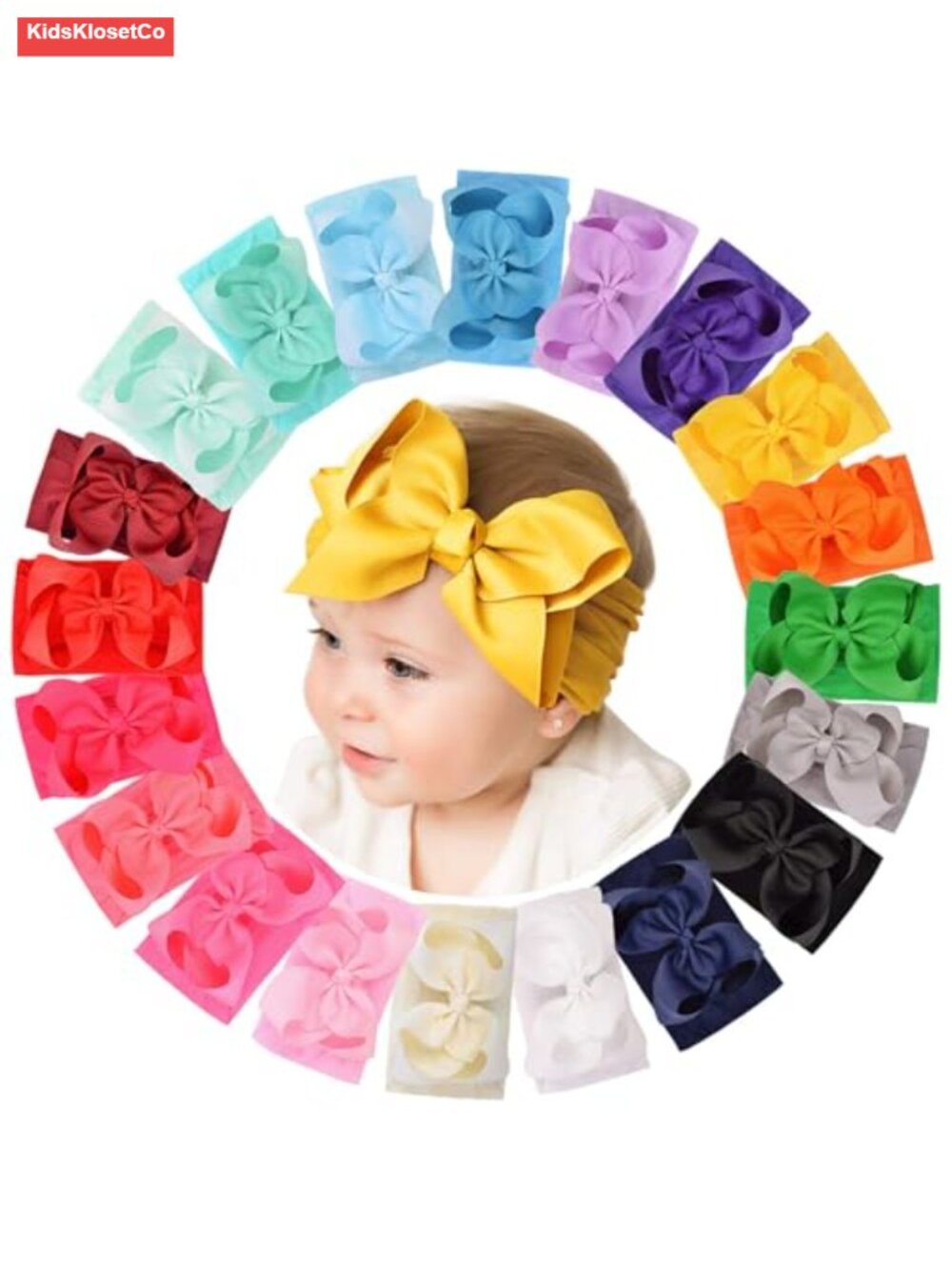 20pcs Baby Girls Nylon Headbands Ribbon Bow Elastic Hair Accessories